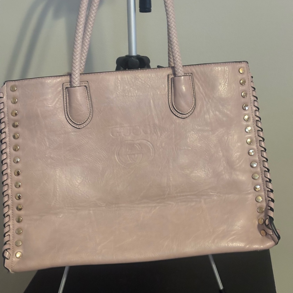Gucci Light Pink Studded Leather Tote